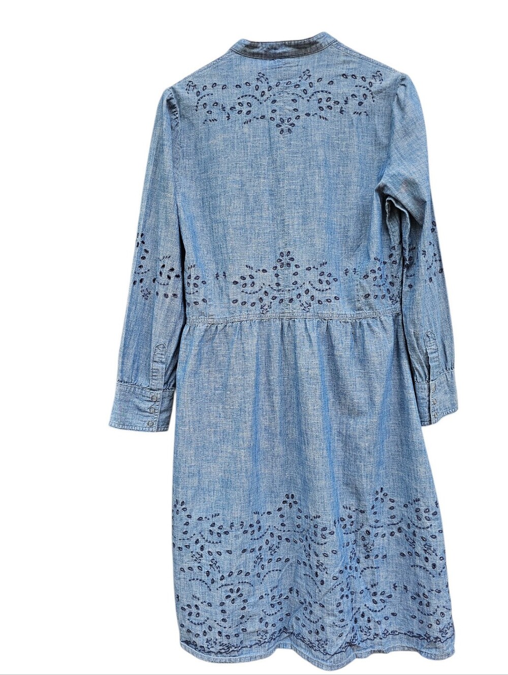 Lucky Brand Blue Chambray Eyelet Button-Front Midi Dress - Picture 9 of 11